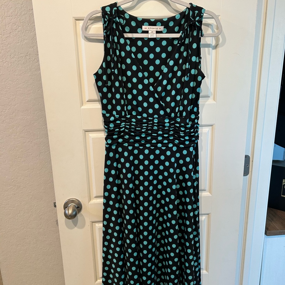 Studio Black and Blue Polka Dot Maxi Dress